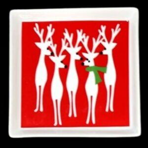 Crate&Barrel Small Santa Cookie Plate with Reindeer